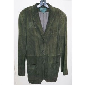Womens Ralph Lauren Suede Jacket Sz Large 3 Button